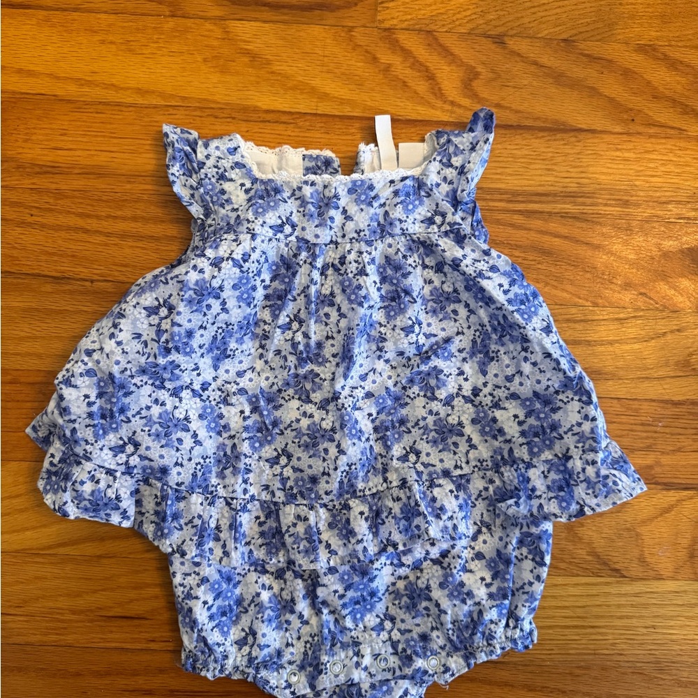 Janie and Jack Floral Blue Ruffled Baby dress